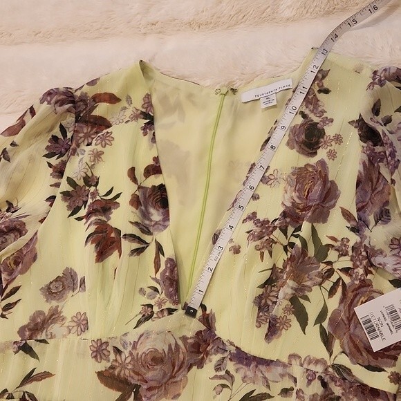 FOURTEENTH PLACE Ella Long Sleeve Chiffon Tiered Maxi dress in yellow bouquet XL - Picture 11 of 16